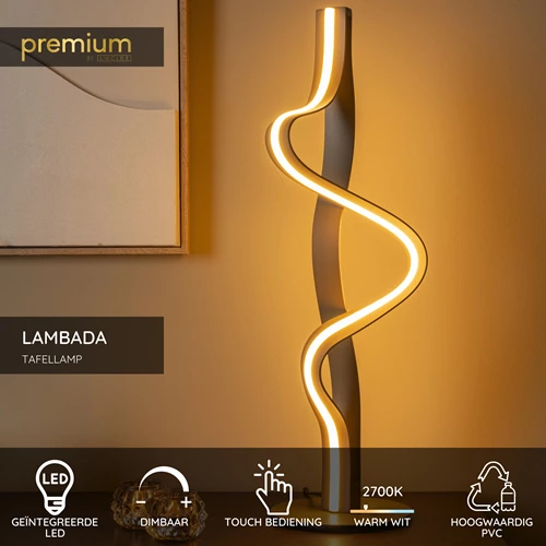 Lucide LAMBADA - Tafellamp - LED Dimb. - 1x19W 2700K - Champagne kleur - Premium - USP